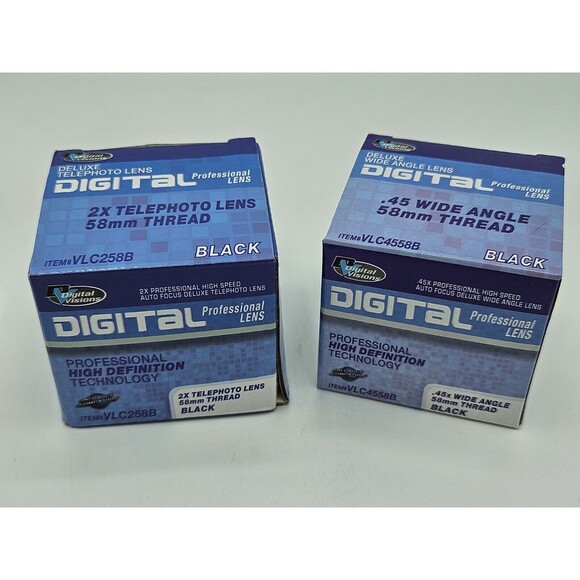 Digital Visions 2x Telephoto Lense 58mm Thread + .45 Wide Angle Lens 58mm Thread - Picture 1 of 5